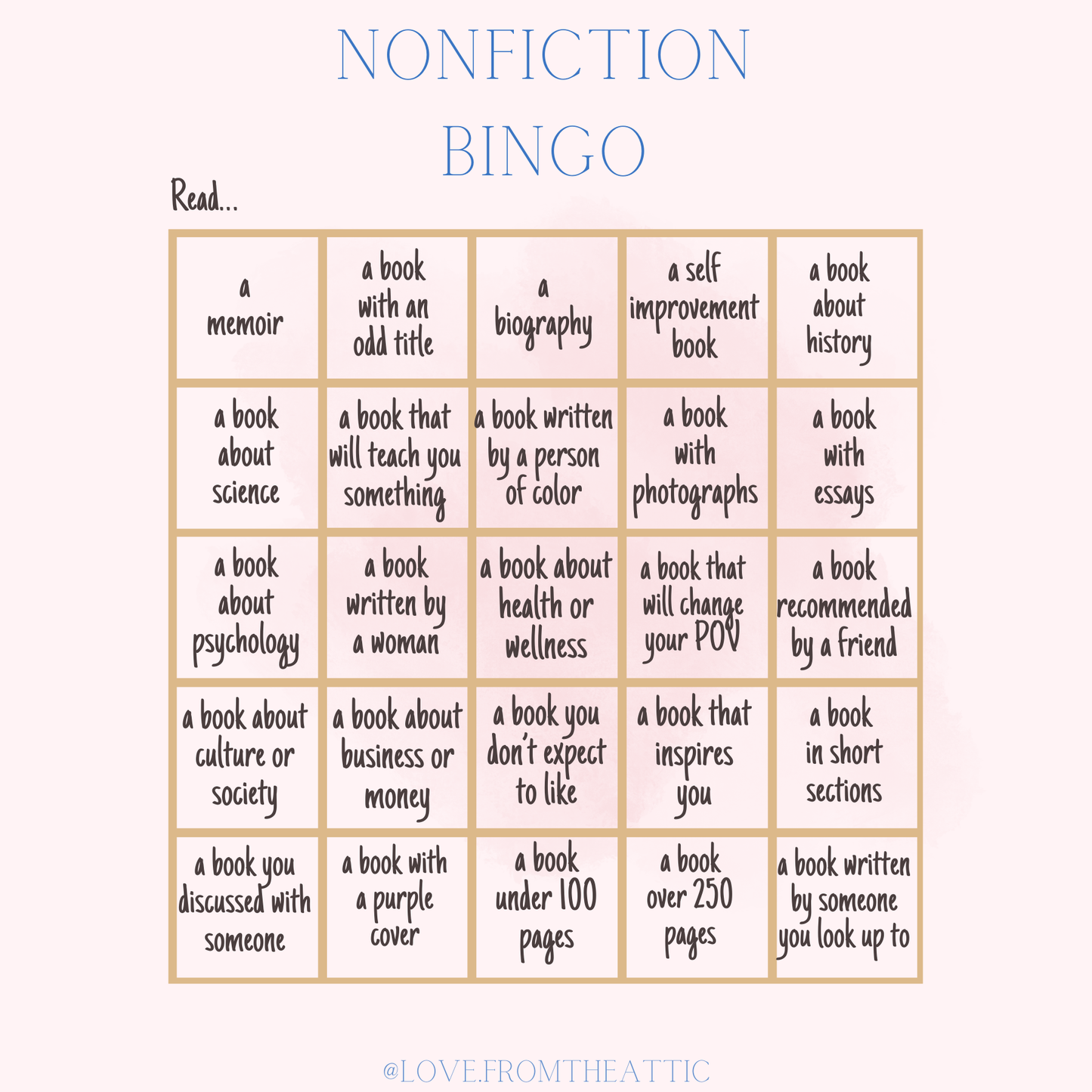 Nonfiction Bingo