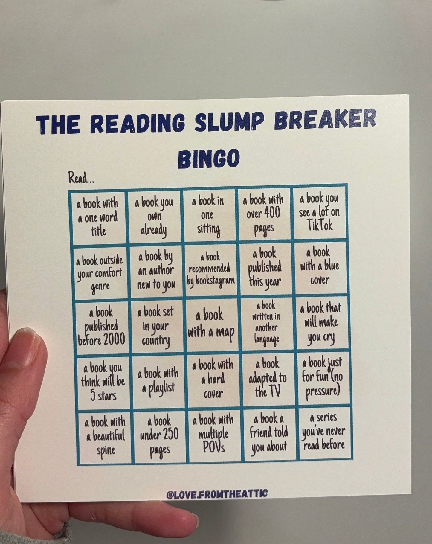 The Reading Slump Breaker Bingo