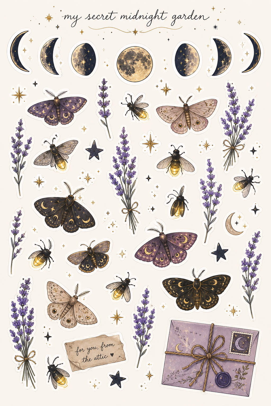 Midnight Garden Blooms Sticker Sheet