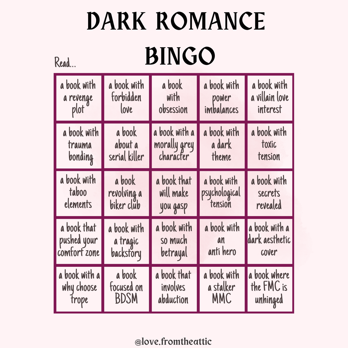 Dark Romance Bingo